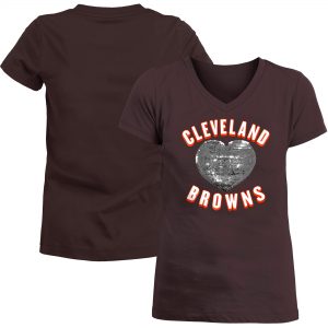Cleveland Browns New Era Girls Youth Reverse Sequins T-Shirt